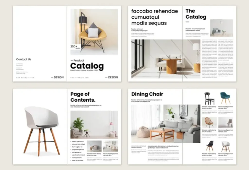 Professional catalogue design for a business showcasing products with an organized layout